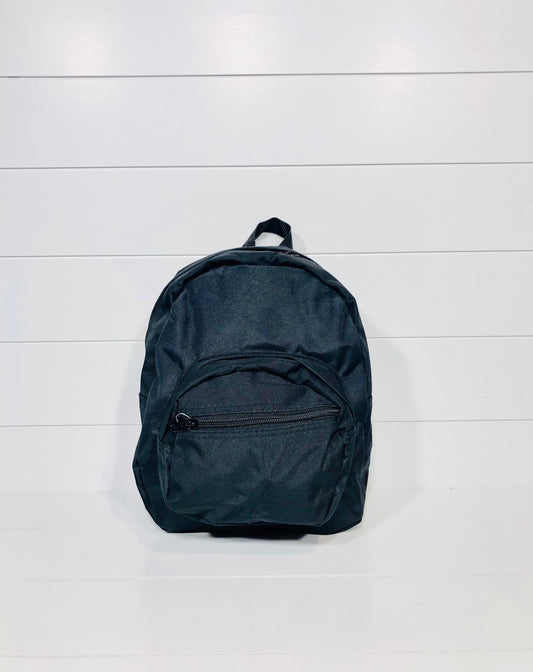 Solid Black Small Backpack