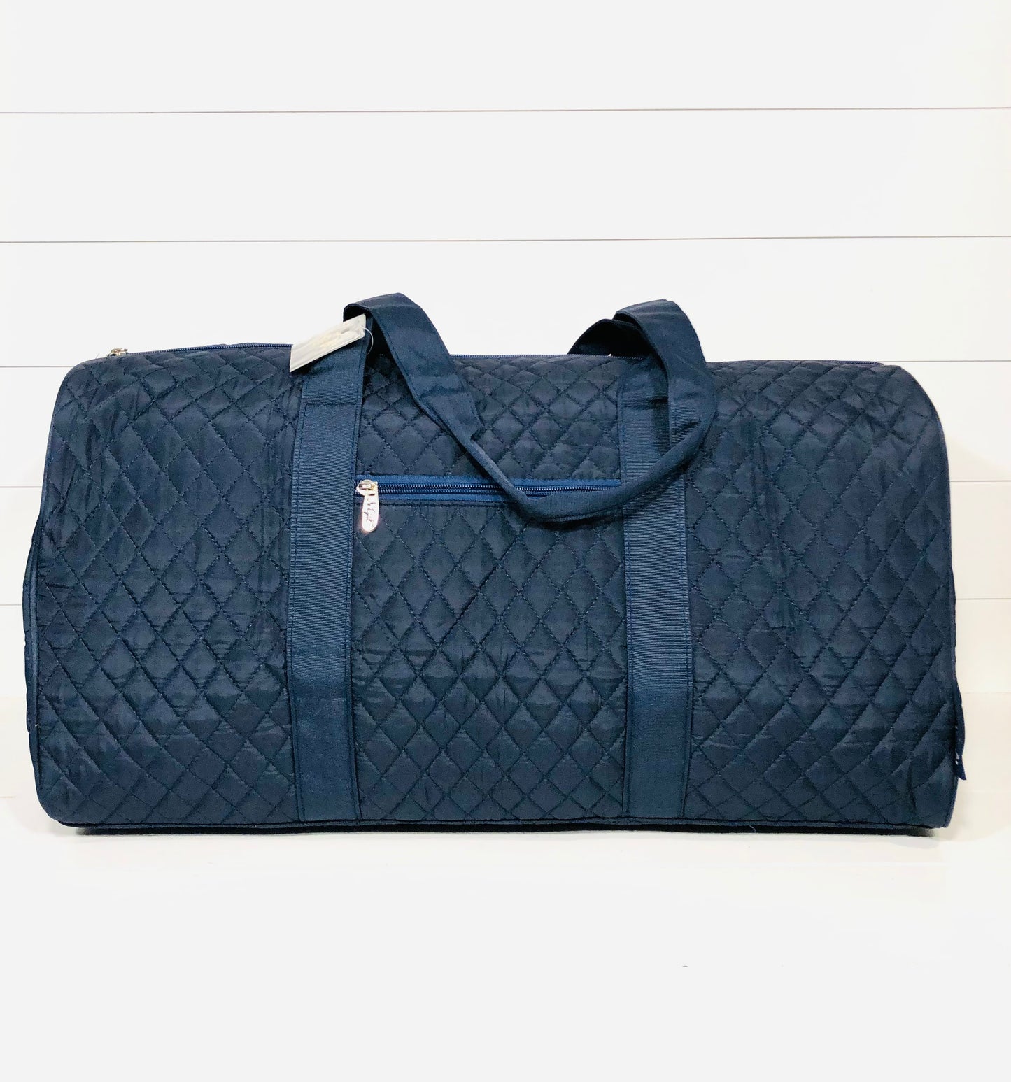 Solid Navy Large Quilted Duffle Bag