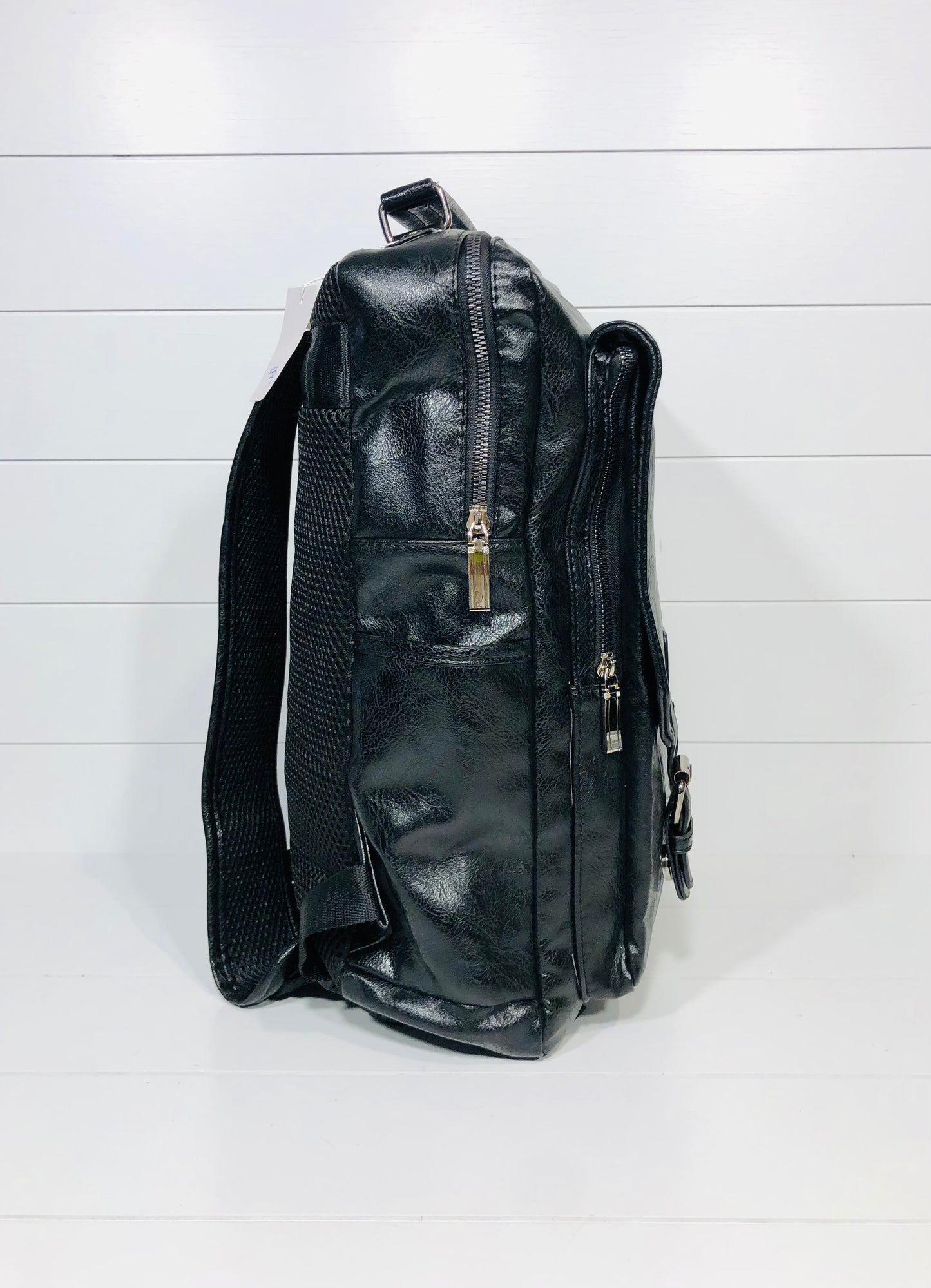 Vintage Black Faux Leather Backpack