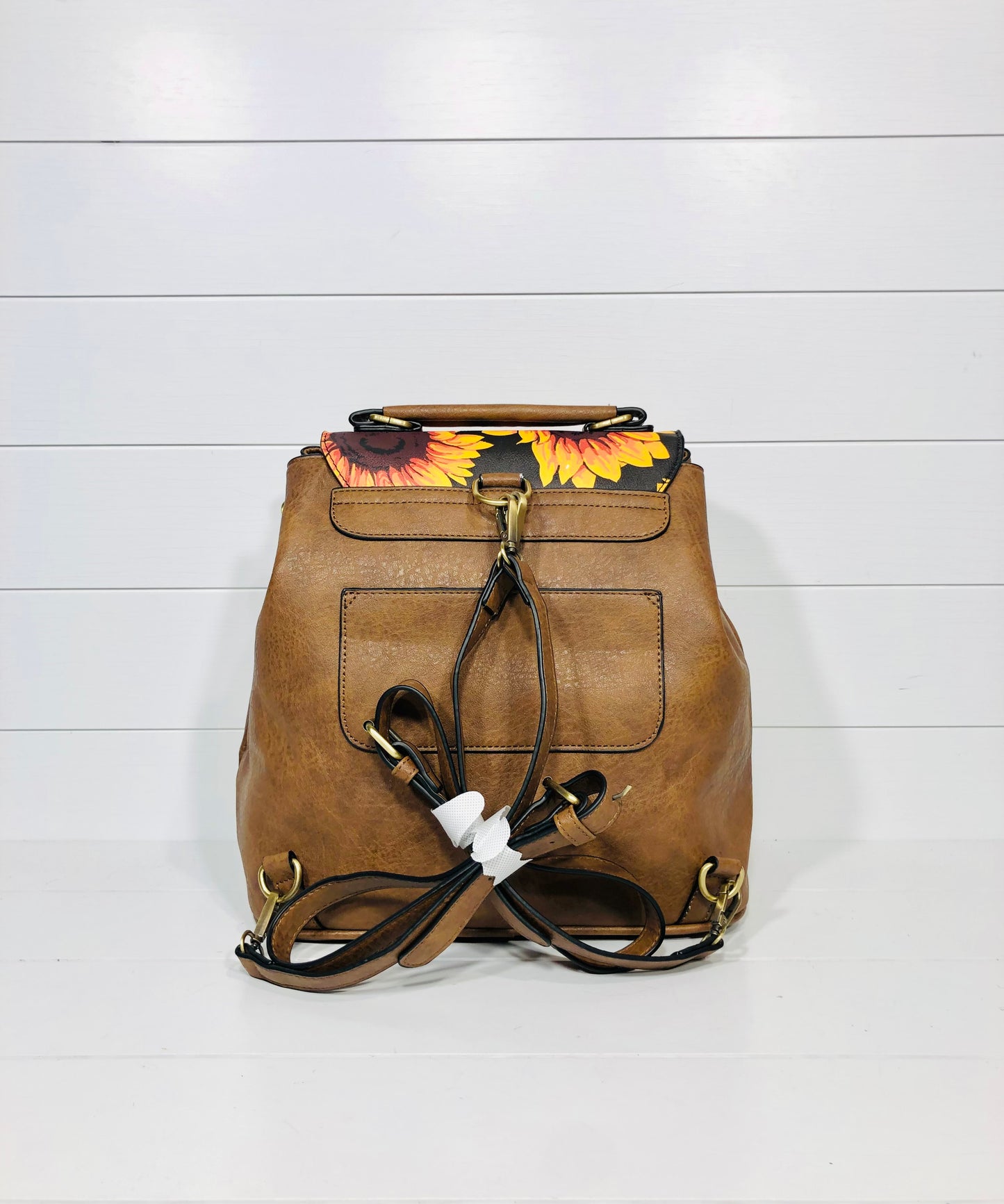 Sunflower Faux Leather Satchel Backpack