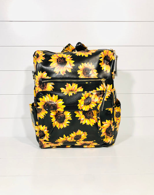 Sunflower Nights Faux Leather Backpack